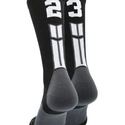 MadSportsStuff Black Player ID Custom Number Crew Socks For Basketball Lacrosse Volleyball Boys And Girls