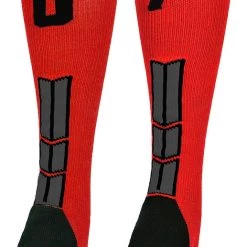 MadSportsStuff Red And Black Player ID Custom Number Over The Calf Socks For Softball Baseball Football Boys And Girls Baseball Socks 177 MadSportsStuff Red And Black Player ID Custom Number Over The Calf Socks For Softball Baseball Football Boys And Girls Baseball Socks