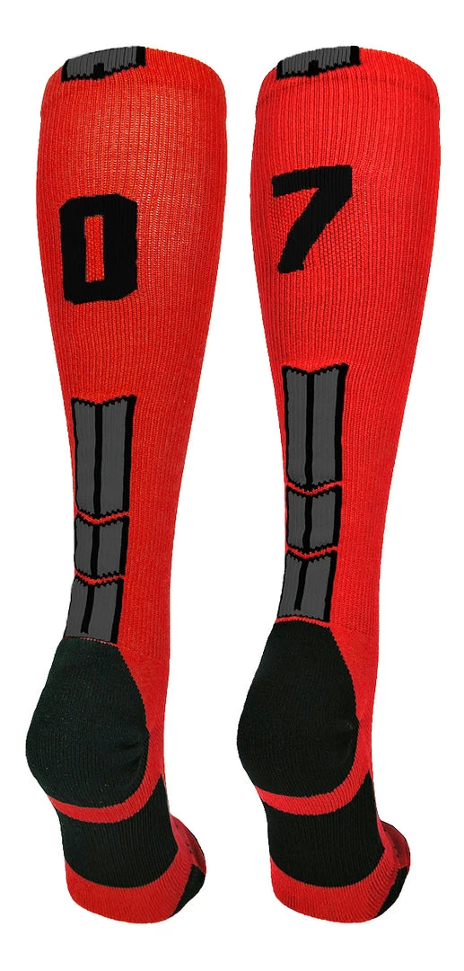 MadSportsStuff Red And Black Player ID Custom Number Over The Calf Socks For Softball Baseball Football Boys And Girls Baseball Socks 72 MadSportsStuff Red And Black Player ID Custom Number Over The Calf Socks For Softball Baseball Football Boys And Girls Baseball Socks