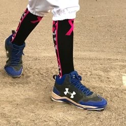 MadSportsStuff Pink Ribbon Breast Cancer Awareness Camo Over The Calf Socks (multiple Colors) Baseball Socks