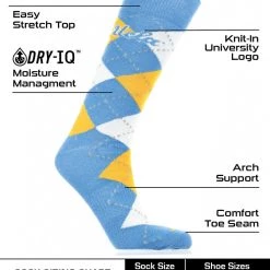 TCK UCLA Bruins Argyle Dress Socks NCAA Fanwear Crew Length