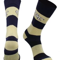 TCK Georgia Tech Yellow Jackets Socks Game Day Striped Crew Socks All Schools