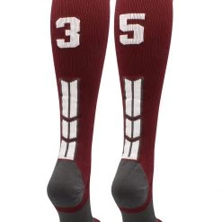 MadSportsStuff Maroon Player ID Custom Number Over The Calf Socks For Softball Baseball Football Boys And Girls Softball Socks