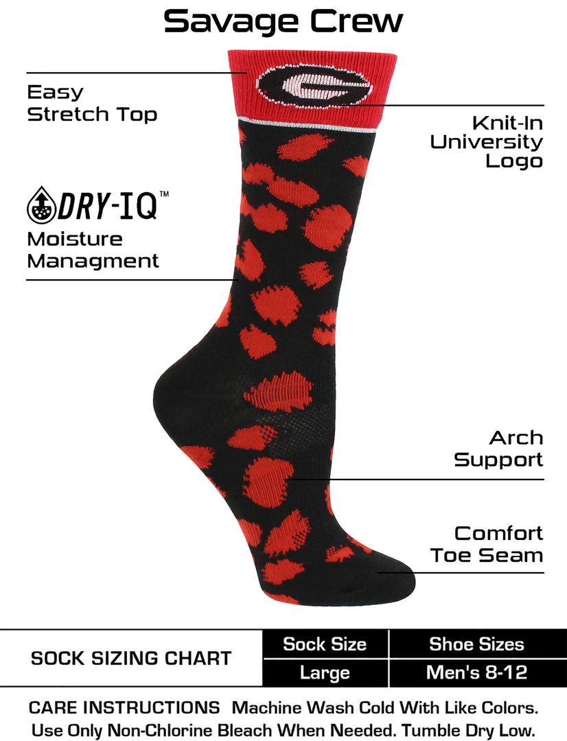 TCK Georgia Bulldogs Socks Womens Savage Crew Socks 3 TCK Georgia Bulldogs Socks Womens Savage Crew Socks