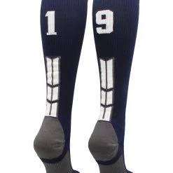MadSportsStuff Navy Player ID Custom Number Over The Calf Socks For Softball Baseball Football Boys And Girls