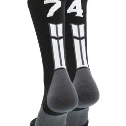MadSportsStuff Black Player ID Custom Number Crew Socks For Basketball Lacrosse Volleyball Boys And Girls