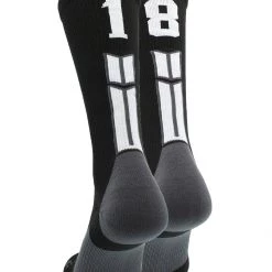 MadSportsStuff Black Player ID Custom Number Crew Socks For Basketball Lacrosse Volleyball Boys And Girls