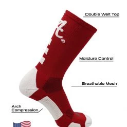 TCK Alabama Crimson Tide Socks Baseline Crew