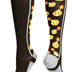 MadSportsStuff Softball Socks With Bombs - Bombers - For Girls Or Women - Athletic Over The Calf Socks