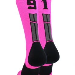MadSportsStuff Neon Pink And Black Player ID Custom Number Crew Socks For Basketball Lacrosse Volleyball Boys And Girls 142 MadSportsStuff Neon Pink And Black Player ID Custom Number Crew Socks For Basketball Lacrosse Volleyball Boys And Girls