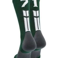 MadSportsStuff Dark Green Player ID Custom Number Crew Socks For Basketball Lacrosse Volleyball Boys And Girls Volleyball Socks
