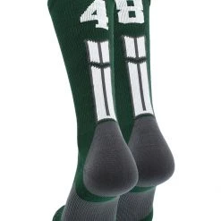 MadSportsStuff Dark Green Player ID Custom Number Crew Socks For Basketball Lacrosse Volleyball Boys And Girls