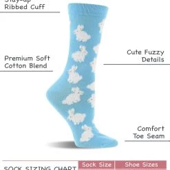 WHD Bunny Socks For Women With Fuzzy Bunnies - Rabbit Lovers Easter Gift - 2-Pack Crazy Socks - Crew