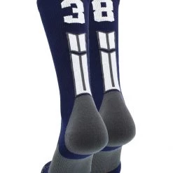 MadSportsStuff Navy Player ID Custom Number Crew Socks For Basketball Lacrosse Volleyball Boys And Girls