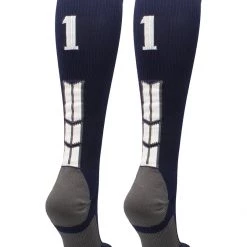 MadSportsStuff Navy Player ID Custom Number Over The Calf Socks For Softball Baseball Football Boys And Girls