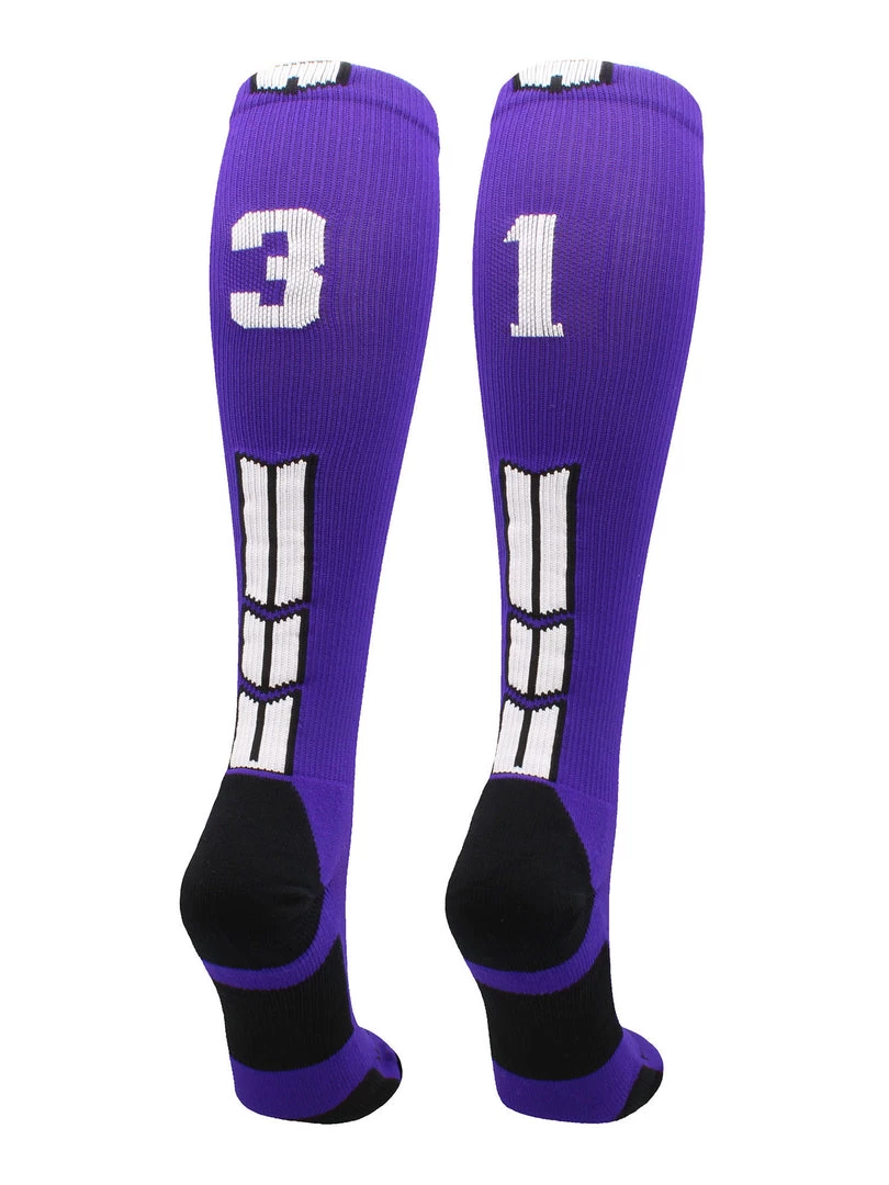 MadSportsStuff Purple Player ID Custom Number Over The Calf Socks For Softball Baseball Football Boys And Girls Softball Socks 99 MadSportsStuff Purple Player ID Custom Number Over The Calf Socks For Softball Baseball Football Boys And Girls Softball Socks