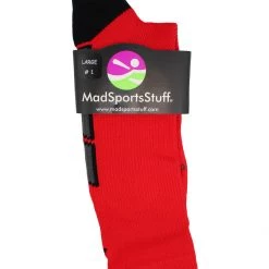 MadSportsStuff Red And Black Player ID Custom Number Crew Socks For Basketball Lacrosse Volleyball Boys And Girls