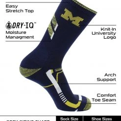 TCK Michigan Wolverines Socks University Of Michigan Wolverines Champion Crew Socks