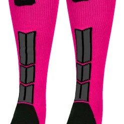 MadSportsStuff Neon Pink And Black Player ID Custom Number Over The Calf Socks For Softball Baseball Football Boys And Girls Baseball Socks