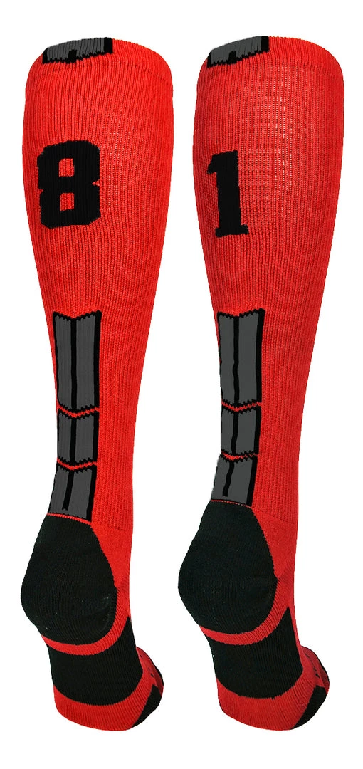 MadSportsStuff Red And Black Player ID Custom Number Over The Calf Socks For Softball Baseball Football Boys And Girls Baseball Socks 49 MadSportsStuff Red And Black Player ID Custom Number Over The Calf Socks For Softball Baseball Football Boys And Girls Baseball Socks
