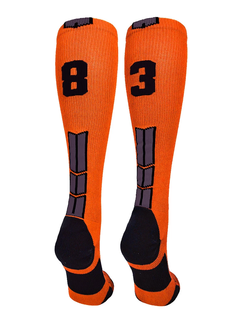 MadSportsStuff Orange And Black Player ID Custom Number Over The Calf Socks For Softball Baseball Football Boys And Girls 47 MadSportsStuff Orange And Black Player ID Custom Number Over The Calf Socks For Softball Baseball Football Boys And Girls