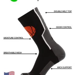 MadSportsStuff Baller Basketball Socks With Basketball Logo Crew Length