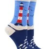 WHD Crazy Socks - Crew Lighthouse Socks For Women For Ocean Lovers