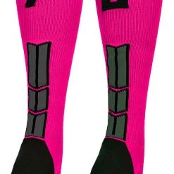 MadSportsStuff Baseball Socks Neon Pink And Black Player ID Custom Number Over The Calf Socks For Softball Baseball Football Boys And Girls