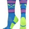 MadSportsStuff Chevron Girls Lacrosse Socks With Lacrosse Sticks Athletic Crew Socks