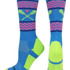 MadSportsStuff Chevron Girls Lacrosse Socks With Lacrosse Sticks Athletic Crew Socks