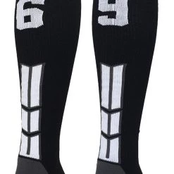 MadSportsStuff Black Player ID Custom Number Over The Calf Socks For Softball Baseball Football Boys And Girls