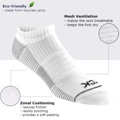 TCK Running Socks Low Cut No Show Ankle Socks For Men And Women - 3-pack Athletic Socks For Running, Walking- Made From Recycled Materials