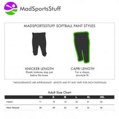 MadSportsStuff Womens Softball Pants Capri Length Pro Line