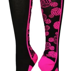 MadSportsStuff Volleyball Socks Crazy Volleyball Logo Over The Calf Socks (multiple Colors)