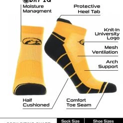 TCK Iowa Hawkeyes Low Cut Ankle Socks With Tab All Schools