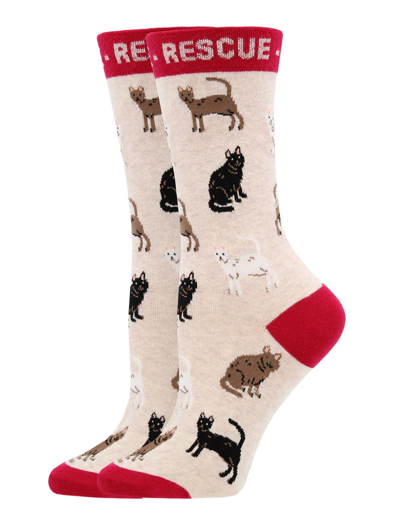 WHD Adopt A Cat Socks For Women - Gift For Cat Lovers Crazy Socks - Crew 2 WHD Adopt A Cat Socks For Women - Gift For Cat Lovers Crazy Socks - Crew