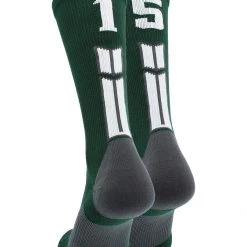 MadSportsStuff Dark Green Player ID Custom Number Crew Socks For Basketball Lacrosse Volleyball Boys And Girls
