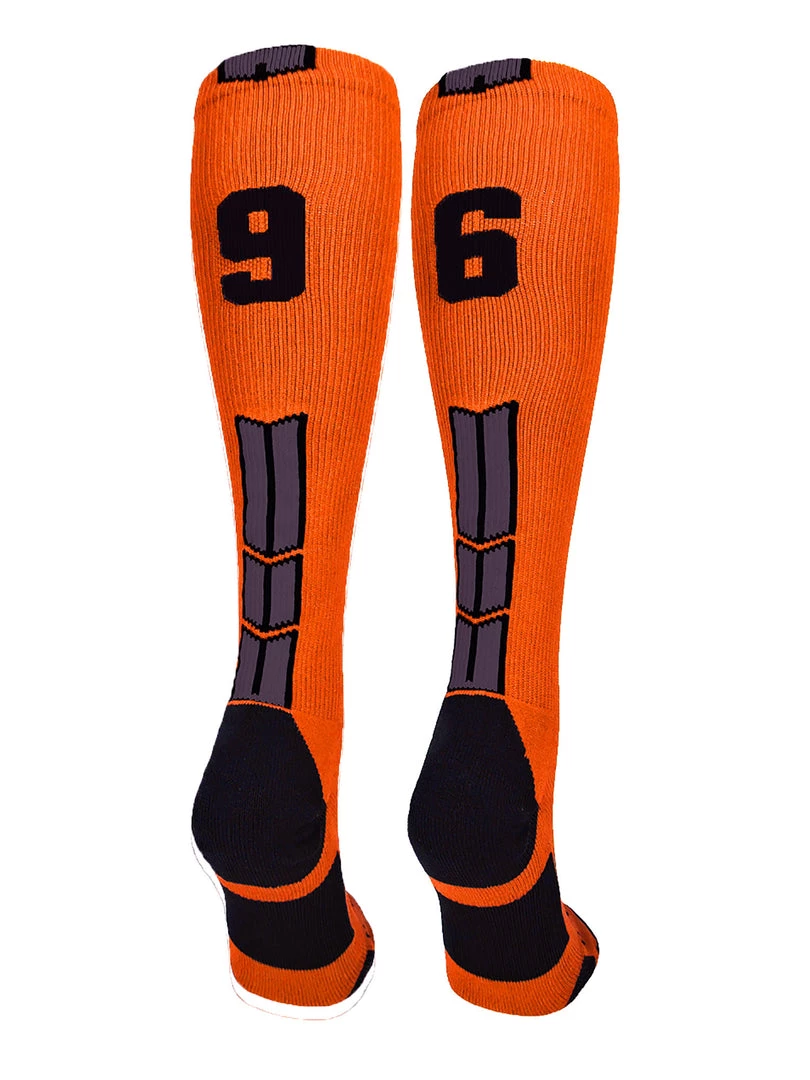 MadSportsStuff Softball Socks Orange And Black Player ID Custom Number Over The Calf Socks For Softball Baseball Football Boys And Girls 34 MadSportsStuff Softball Socks Orange And Black Player ID Custom Number Over The Calf Socks For Softball Baseball Football Boys And Girls
