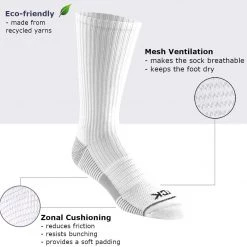 TCK Basketball Socks For Men Or Women 9-11, 10-13, Elite Athletic Cushion Crew Socks With Arch Compression 3-pack