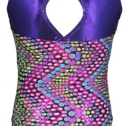 MadSportsStuff Keyhole Style Dotted Chevron Girls Gymnastics Leotard