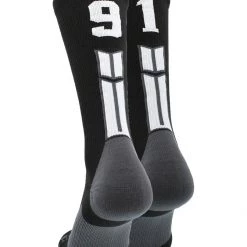 MadSportsStuff Black Player ID Custom Number Crew Socks For Basketball Lacrosse Volleyball Boys And Girls