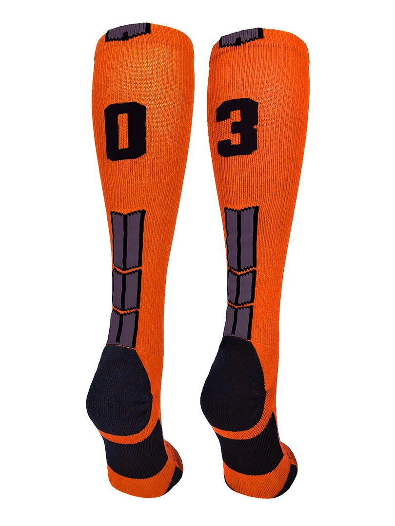 MadSportsStuff Orange And Black Player ID Custom Number Over The Calf Socks For Softball Baseball Football Boys And Girls 76 MadSportsStuff Orange And Black Player ID Custom Number Over The Calf Socks For Softball Baseball Football Boys And Girls