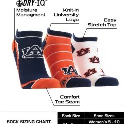 TCK Auburn Tigers No Show Socks Full Field 3 Pack