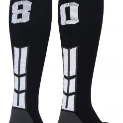 MadSportsStuff Black Player ID Custom Number Over The Calf Socks For Softball Baseball Football Boys And Girls