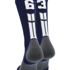 MadSportsStuff Volleyball Socks Navy Player ID Custom Number Crew Socks For Basketball Lacrosse Volleyball Boys And Girls