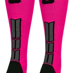 MadSportsStuff Baseball Socks Neon Pink And Black Player ID Custom Number Over The Calf Socks For Softball Baseball Football Boys And Girls