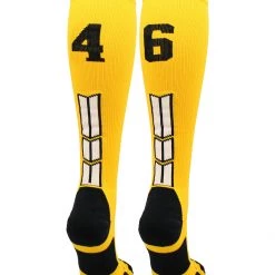 MadSportsStuff Softball Socks Gold Player ID Custom Number Over The Calf Socks For Softball Baseball Football Boys And Girls 187 MadSportsStuff Softball Socks Gold Player ID Custom Number Over The Calf Socks For Softball Baseball Football Boys And Girls
