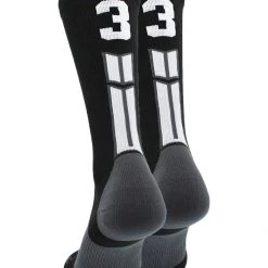 MadSportsStuff Black Player ID Custom Number Crew Socks For Basketball Lacrosse Volleyball Boys And Girls
