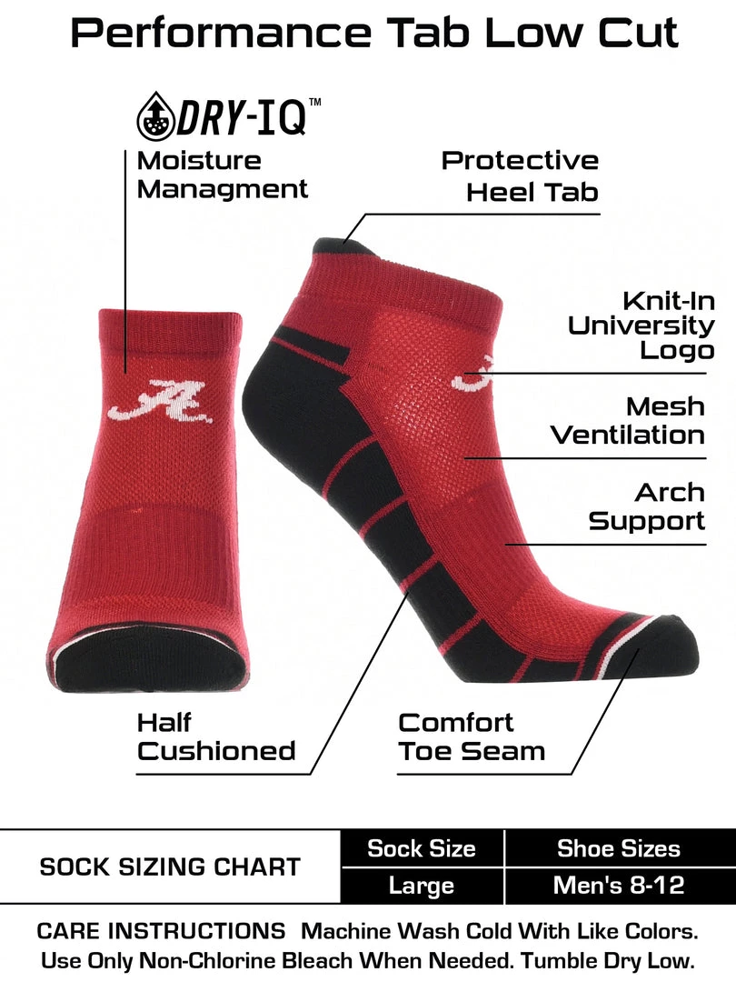 TCK Alabama Crimson Tide Low Cut Ankle Socks With Tab 3 TCK Alabama Crimson Tide Low Cut Ankle Socks With Tab