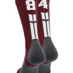 MadSportsStuff Maroon Player ID Custom Number Crew Socks For Basketball Lacrosse Volleyball Boys And Girls